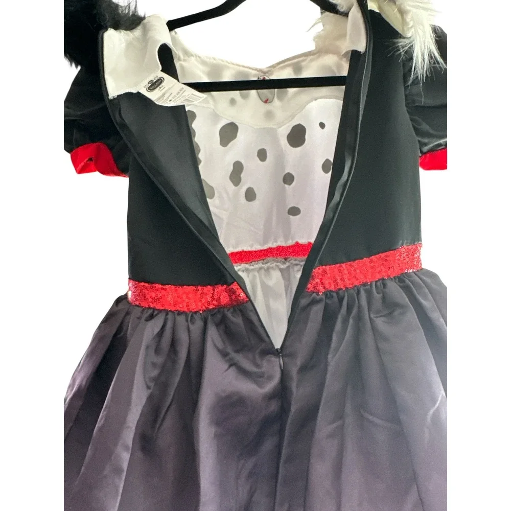 Disney Villains Crella De Vil Costume Dress Girls M (8-10) Hi/Low 101 Dalmations